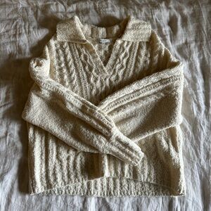 Madewell Cable Knit Polo Sweater